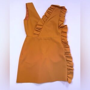 MSGM One Shoulder Ruffled Dress in Mustard